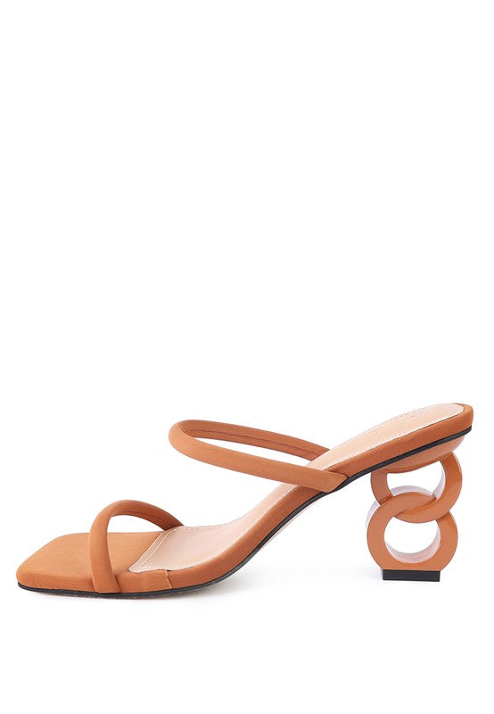 Downtown Double Strap Structured High Heel Sandals