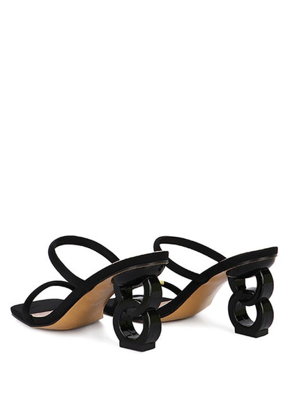 Downtown Double Strap Structured High Heel Sandals