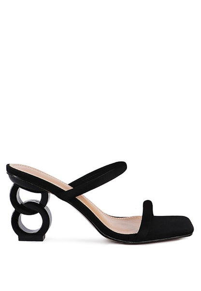 Downtown Double Strap Structured High Heel Sandals