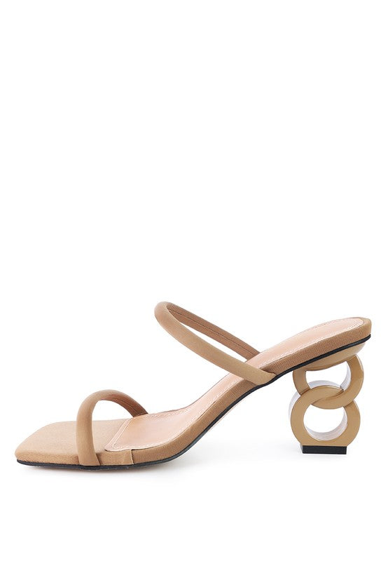 Downtown Double Strap Structured High Heel Sandals