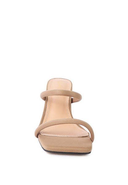 Downtown Double Strap Structured High Heel Sandals