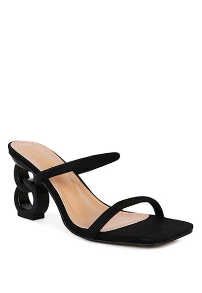 Downtown Double Strap Structured Heel Mules
