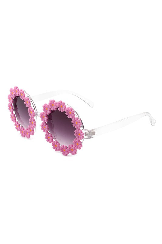Flower Child And Daisies Round Sunglasses