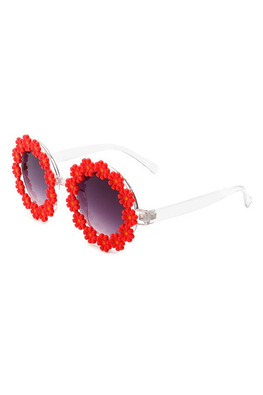 Flower Child And Daisies Round Sunglasses