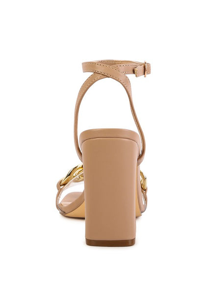 Makayla Gold Chain Detail High Heel Sandals
