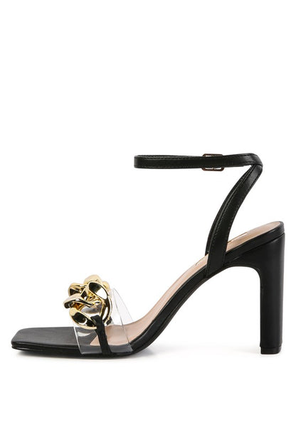 Makayla Gold Chain Detail High Heel Sandals