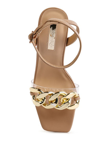 Makayla Gold Chain Detail High Heel Sandals