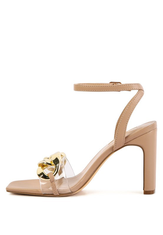 Makayla Gold Chain Detail High Heel Sandals