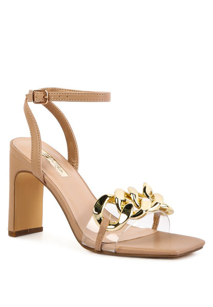 Makayla Gold Chain Detail High Heel Sandals