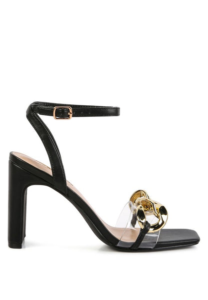 Makayla Gold Chain Detail High Heel Sandals