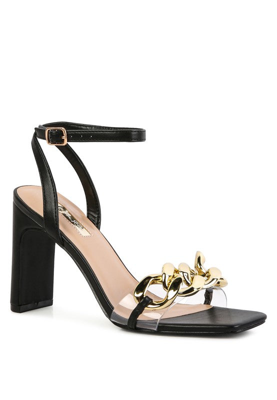 Makayla Gold Chain Detail High Heel Sandals