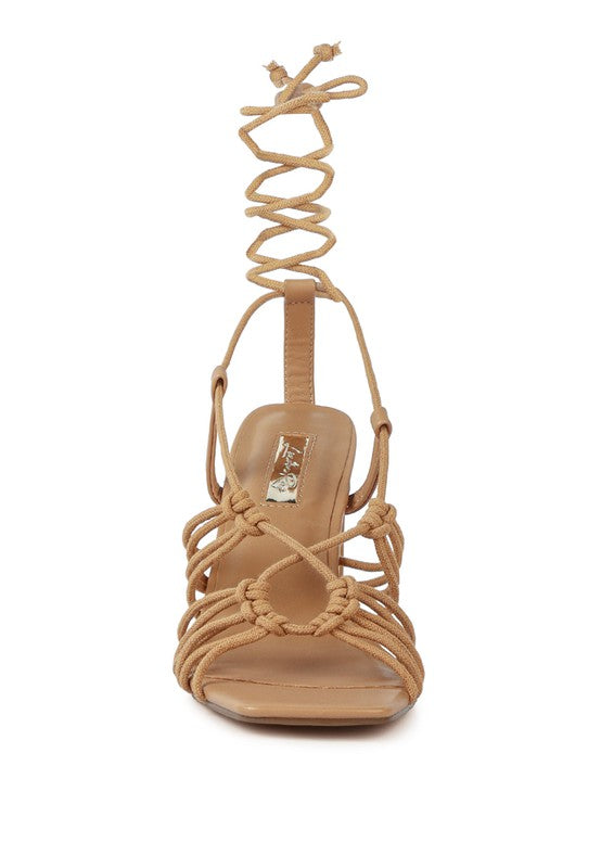 No Strings Attached Lace Up Block Heel Sandals