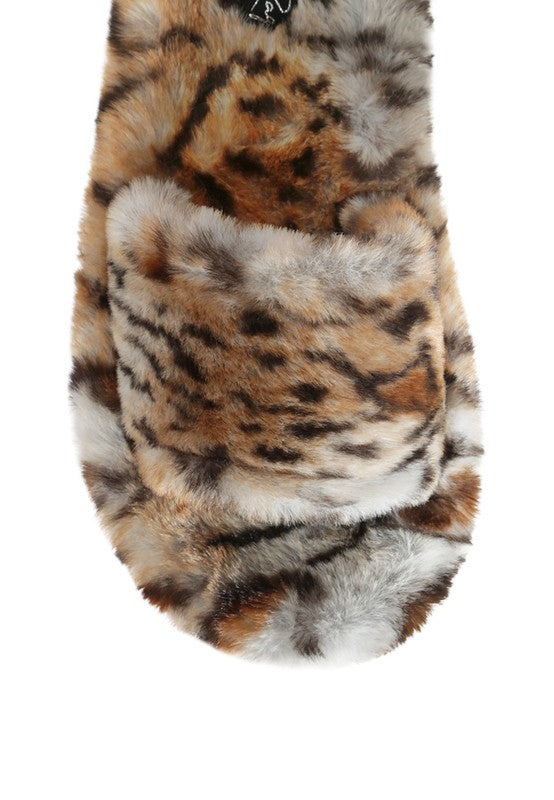 Snuggle Up Animal Print Faux Fur Slippers