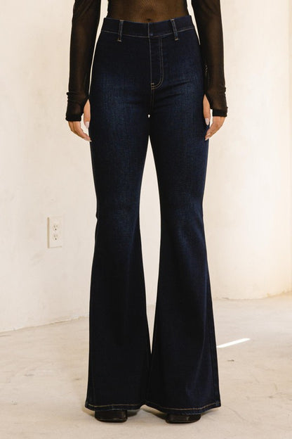 Jenna Dark Wash High Waisted Flare Leg Jeans