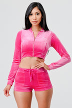 Sugah Sugah Velour Crop Top And Short Set