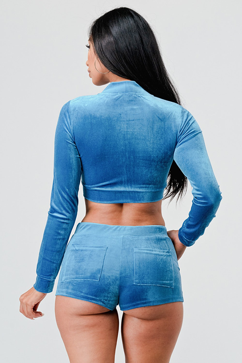 Sugah Sugah Velour Crop Top And Short Set