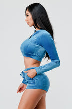 Sugah Sugah Velour Crop Top And Short Set