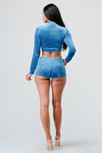 Sugah Sugah Velour Crop Top And Short Set