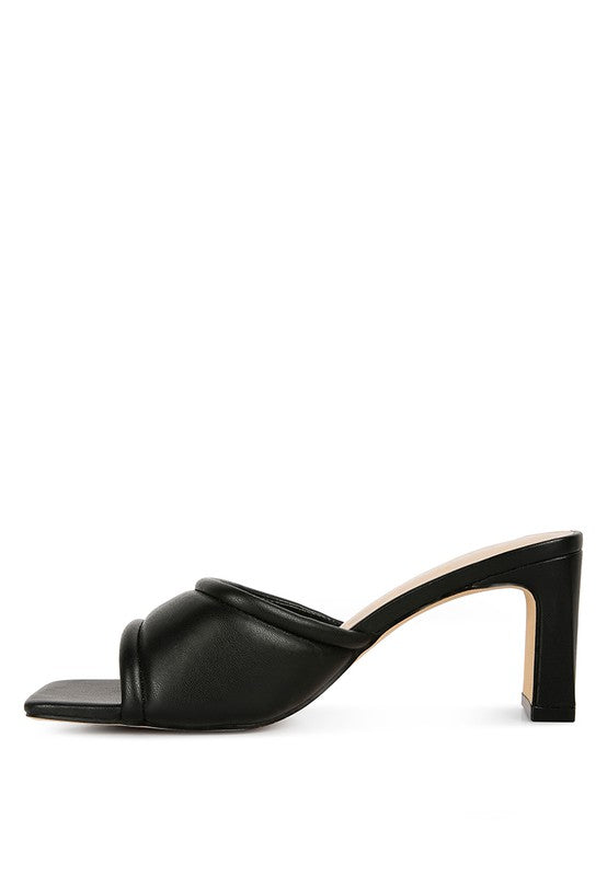 Celine Quilted Luxe Italian High Heel Mule Sandals