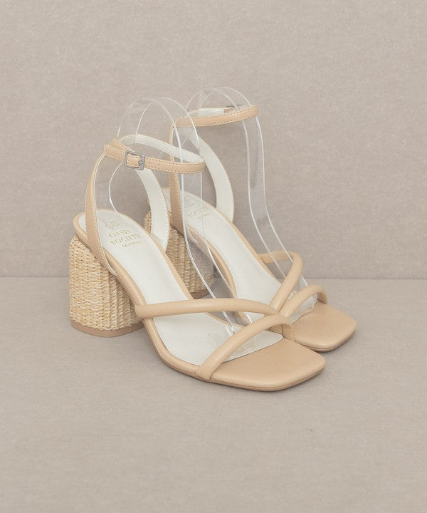 Oasis Society Alaia - Ankle Strap Natural Raffia High Heel Sandals