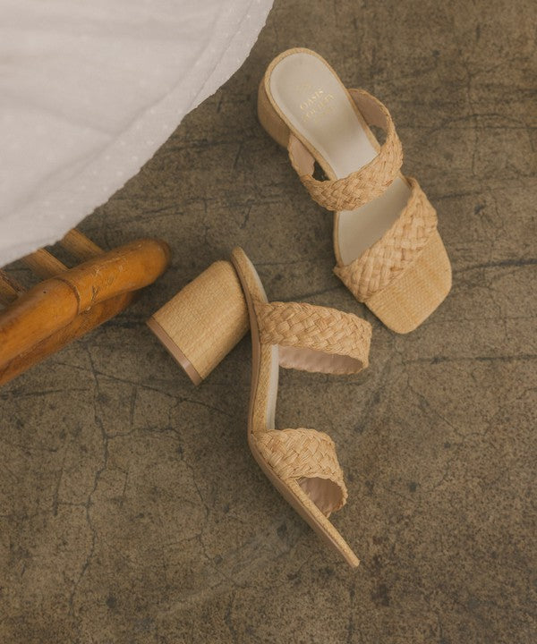 Oasis Society Kayla - Braided Natural Raffia High Heel Sandals