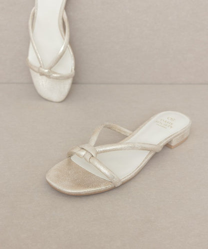 Oasis Society Ada - Knot Detail Shimmer Flat Sandals