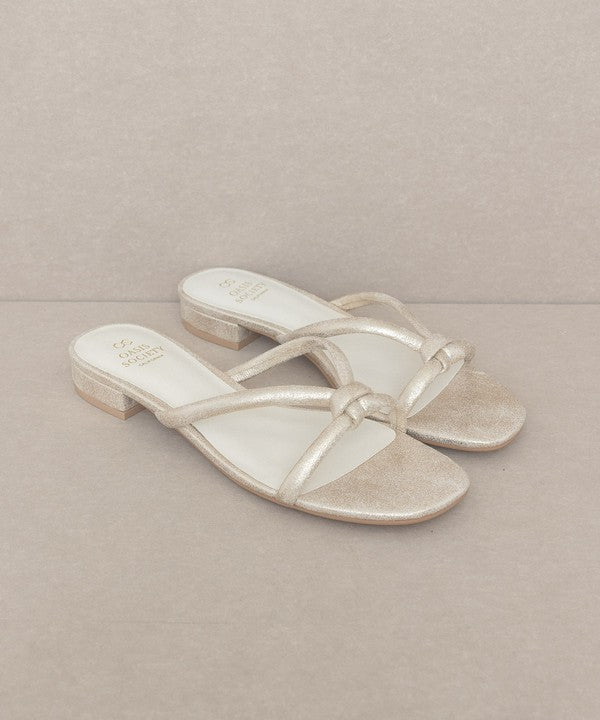Oasis Society Ada - Knot Detail Shimmer Flat Sandals
