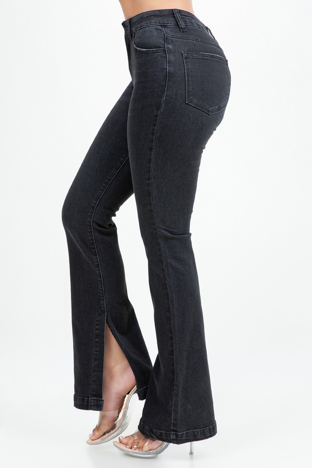 Vickie High Rise Split Hem Flare Leg Jeans