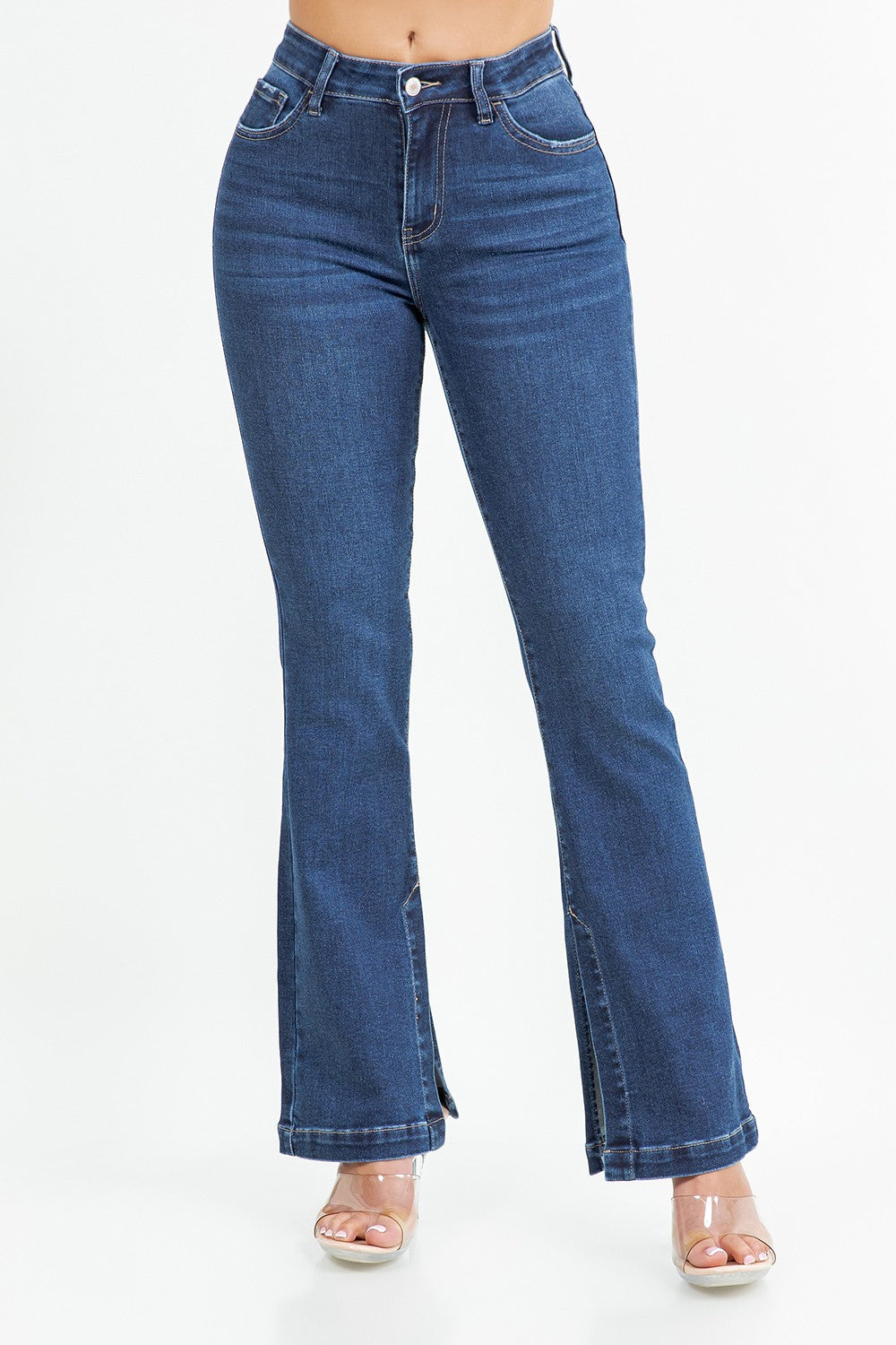 Vickie High Rise Split Hem Flare Leg Jeans