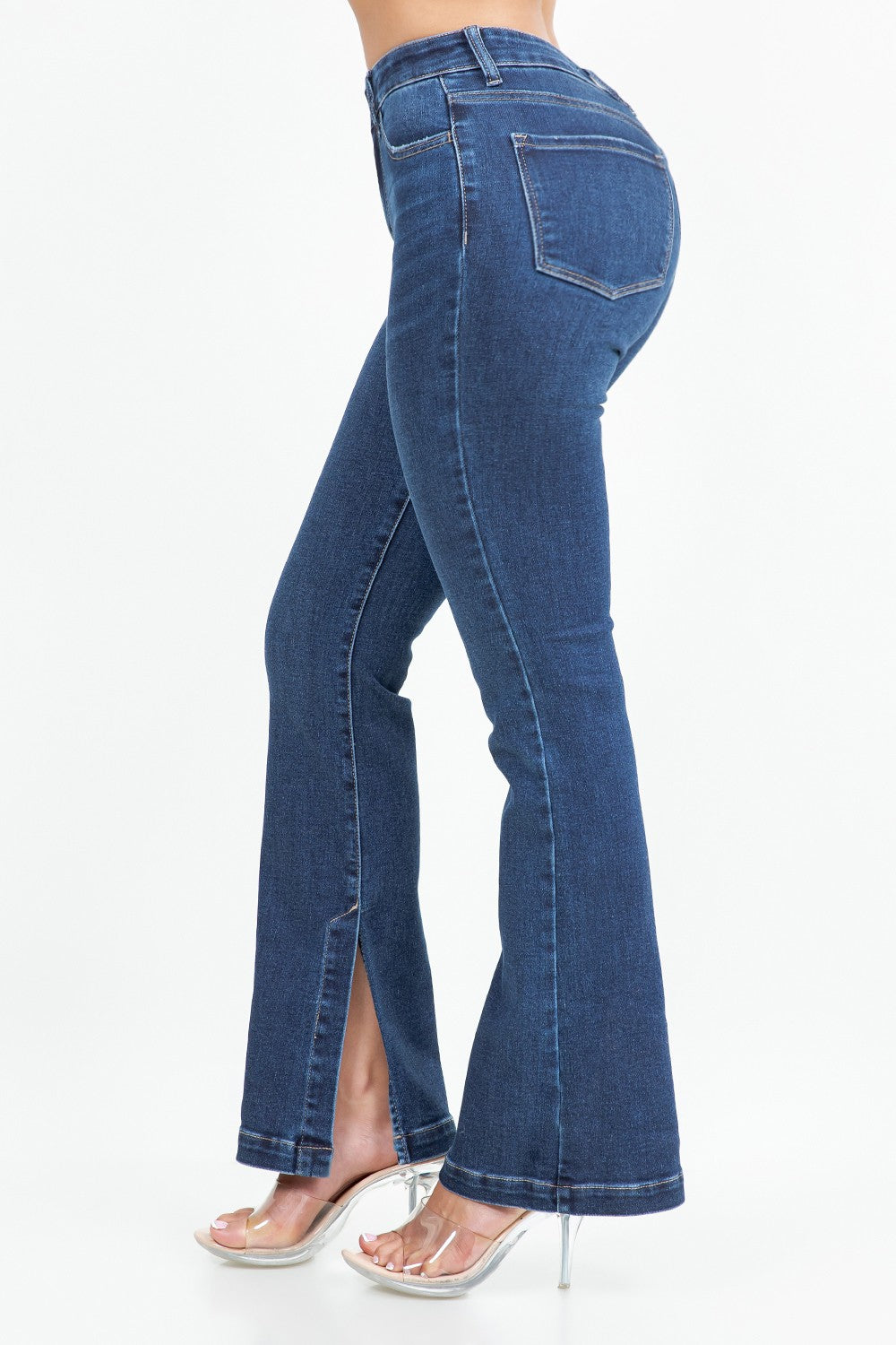 Vickie High Rise Split Hem Flare Leg Jeans