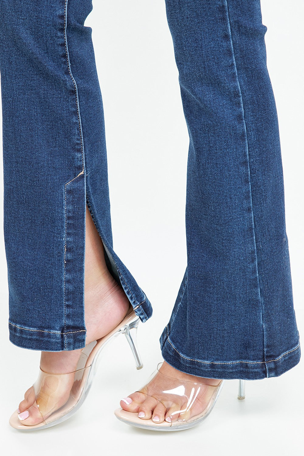 Vickie High Rise Split Hem Flare Leg Jeans