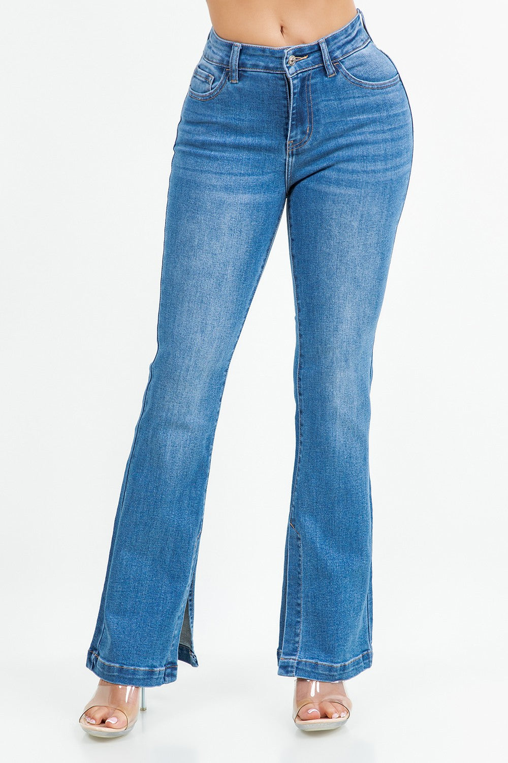 Vickie High Rise Split Hem Flare Leg Jeans