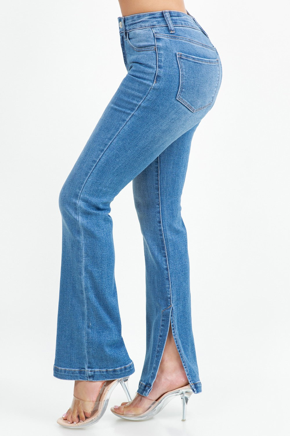 Vickie High Rise Split Hem Flare Leg Jeans