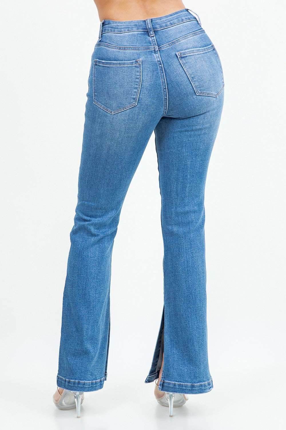 Vickie High Rise Split Hem Flare Leg Jeans
