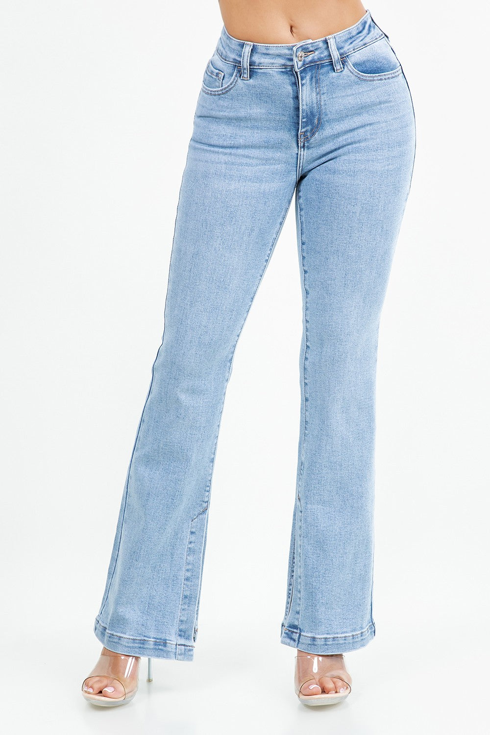 Vickie High Rise Split Hem Flare Leg Jeans