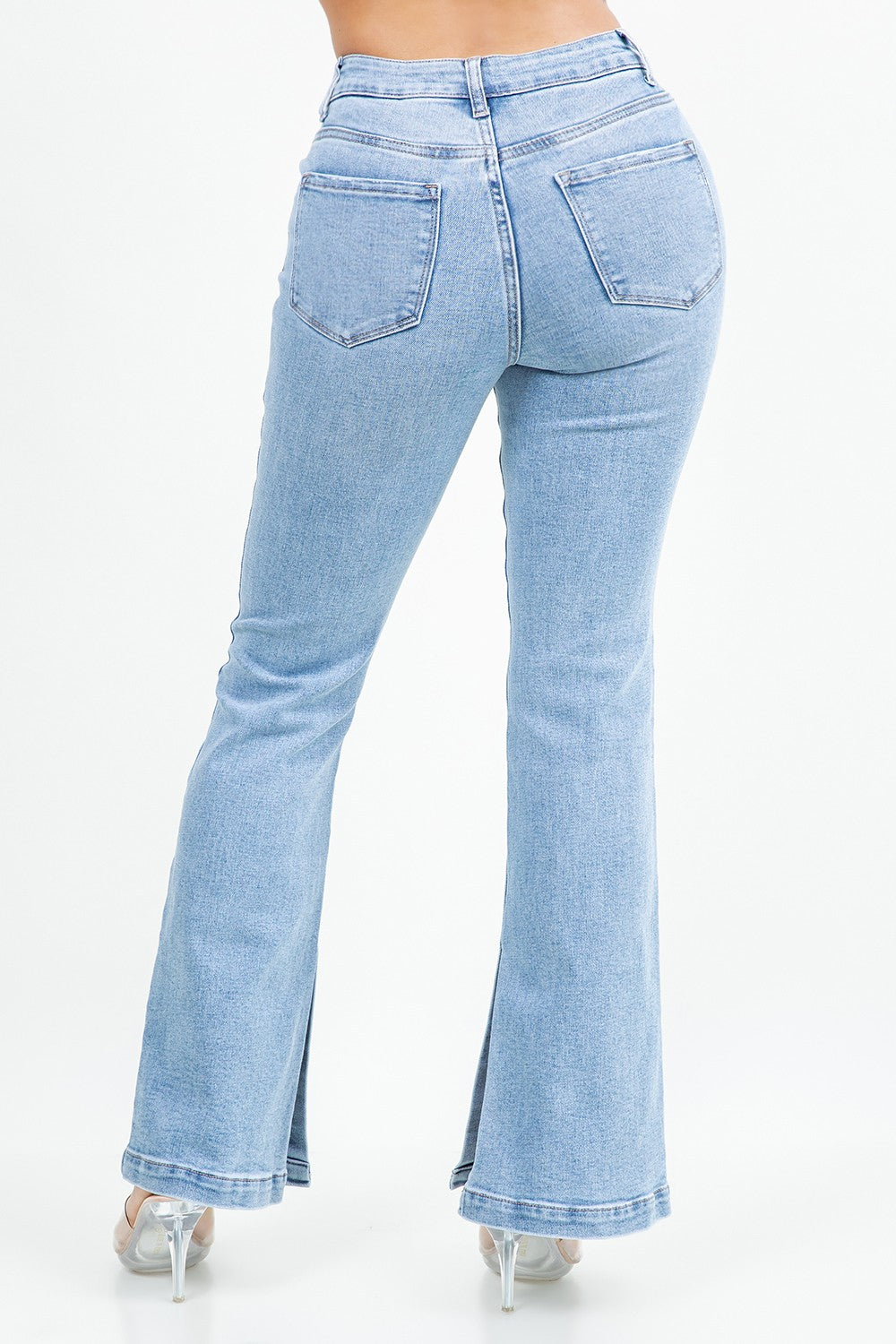 Vickie High Rise Split Hem Flare Leg Jeans