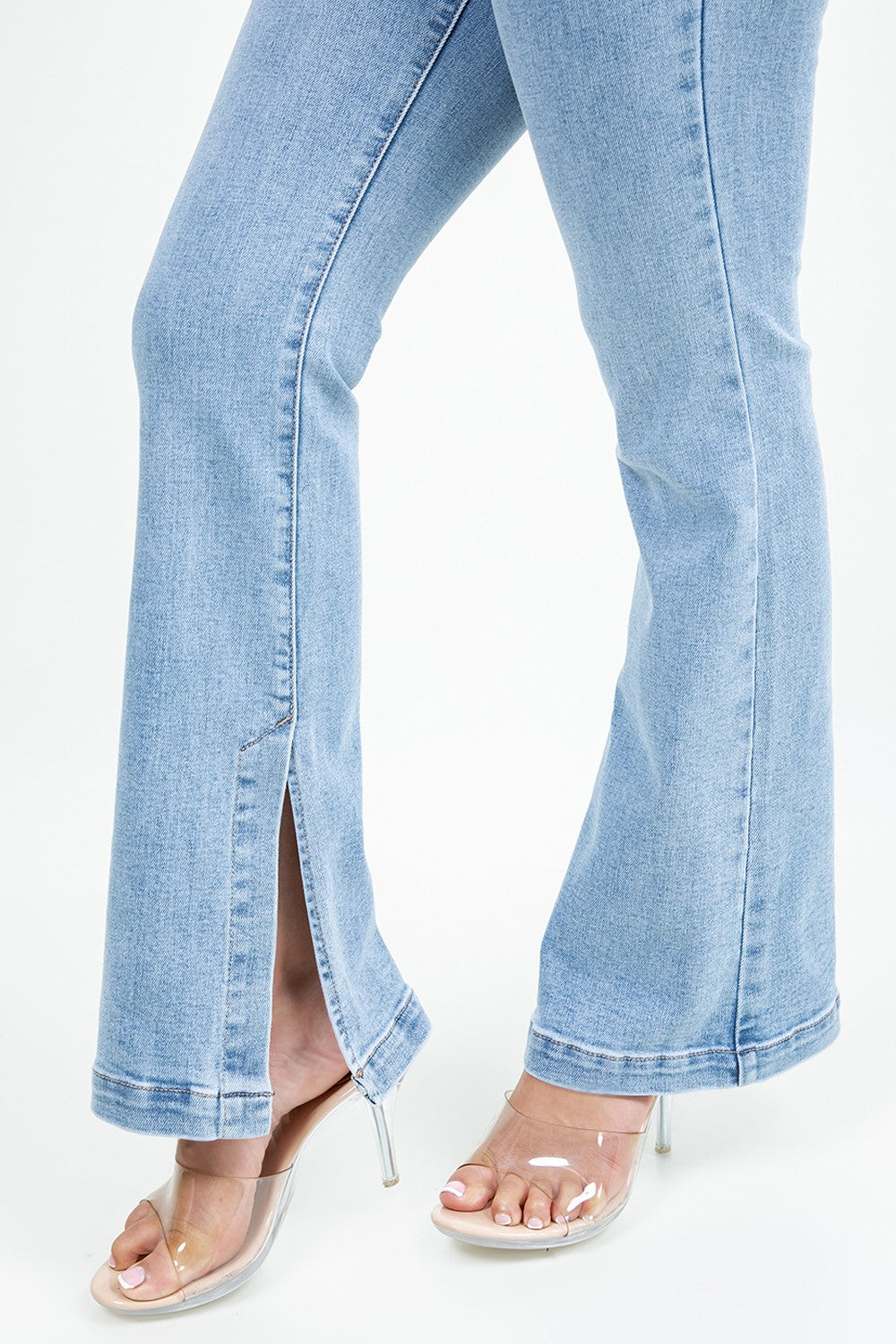 Vickie High Rise Split Hem Flare Leg Jeans
