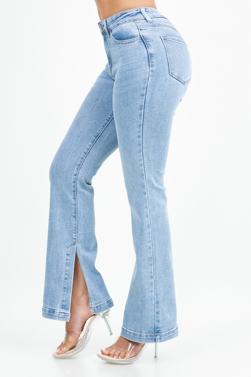 Vickie High Rise Split Hem Flare Leg Jeans