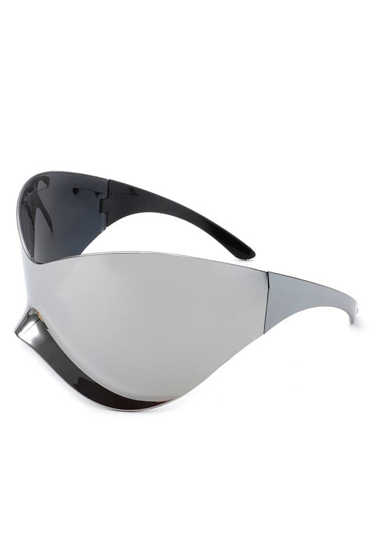 New Element Oversized Rimless Wraparound Sunglasses