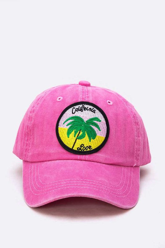 California Love Palm Tree Embroidered Cotton Baseball Cap