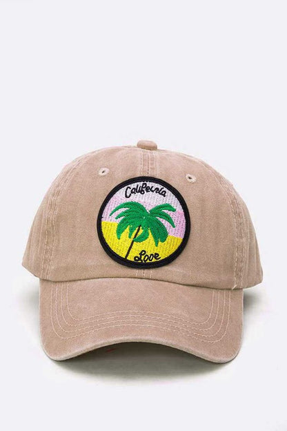 California Love Palm Tree Embroidered Cotton Baseball Cap