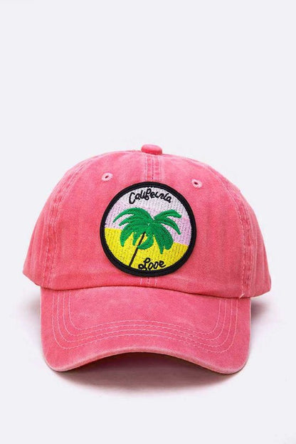 California Love Palm Tree Embroidered Cotton Baseball Cap