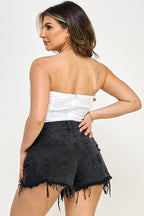 Mara Front Drape Strapless Corset Bodysuit
