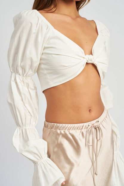 Melody Long Bubble Sleeves Cropped Top