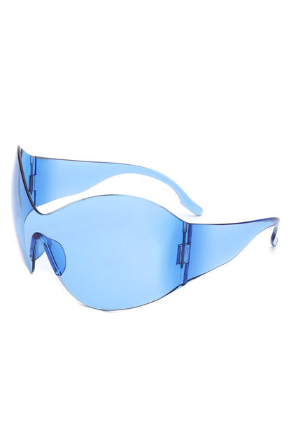 Neo Y2K Rimless Oversized Wraparound Sunglasses