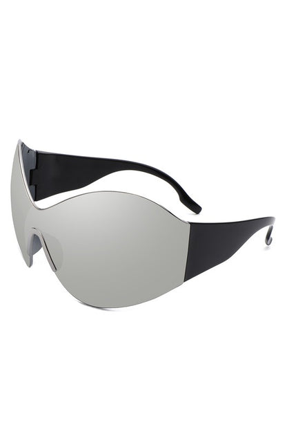 Neo Y2K Rimless Oversized Wraparound Sunglasses