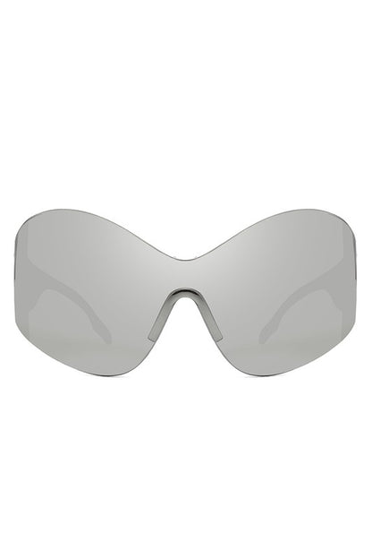 Neo Y2K Rimless Oversized Wraparound Sunglasses