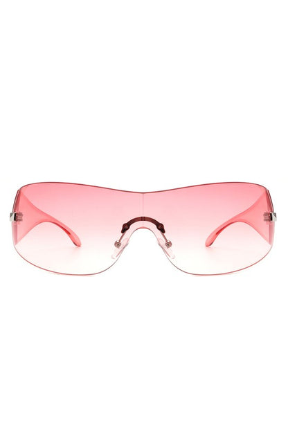 Candy Glow Rimless Sleek Wraparound Sunglasses