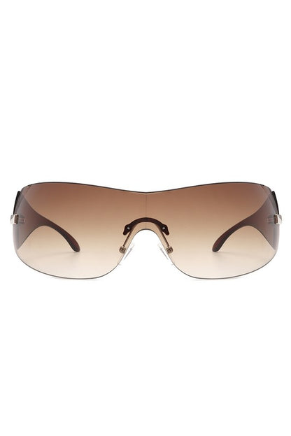 Candy Glow Rimless Sleek Wraparound Sunglasses
