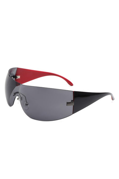 Candy Glow Rimless Sleek Wraparound Sunglasses